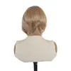 Venta al por mayor de fábrica de pelucas de encaje frontal para mujer europeas y americanas con un aspecto natural, de longitud media, blancas y un estilo bob realista hechas de fibras sintéticas