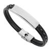 Europa y Estados Unidos pulsera pulsera de acero inoxidable transfronteriza tallada con láser punk nicho alto sentido tejida a mano cuerda de cuero al por mayor