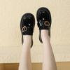 Mocassins Femininos 2025 Sapatos Femininos Couro Macio Estilo Britânico Casual Sapatos para o Dia a Dia Salto Grosso Sola Grossa Confortáveis Bico Redondo Sapatos de Couro Pequenos