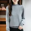 Suéter de punto de terciopelo Andy de alta gama listo para usar, top elegante con cuello semi-alto, mangas largas, corte holgado, suéter base de punto liso para mujer