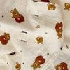 Muñeco de Oso de Algodón con Lunares Tela Crespé Estampada Gasa de Doble Capa Ropa Familiar para Niños Pequeños Almohada Toalla Tela para Ropa de Casa