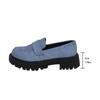 Comércio Exterior Tamanho Grande Lona Salto Grosso Moda Camada Única Sapatos Femininos Outono 2024 Novo Baixo Joker Slip-on Mocassins