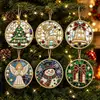 Brinquedo de Encaixar Árvore de Natal Enfeite Decoração Acrílico Madeira Pintura Diamante Artesanal DIY Etiqueta Pendurável Enfeite
