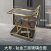 Carrito de Comedor Comercial KTV de Hotel de Tres Niveles de Acero Inoxidable y Vidrio Carrito para Bebidas Carrito de Entrega de Comida para Salones Privados de Restaurante Carrito de Mano para Pasteles