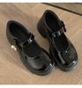 Zapatos Mary Jane de Punta Redonda Versátiles Blancos con Suela Gruesa Zapatos Pequeños de Cuero para Mujer 2025 Nuevo Primavera y Otoño Flats Franceses de Boca Baja
