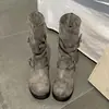 Botas de Mujer con Plataforma para Aumentar la Altura, Nuevas Botas Cortas Versátiles Adelgazantes de Estilo Vintage para Otoño 2026 con Suelas Suaves y Colores Melange, Adecuadas para Combinar con Faldas