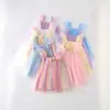 Vestido Camisola de Malla Arcoíris para Niñas Falda Esponjosa de Princesa Nuevo Vestido de Verano para Niños Vestido para Fiesta de Cumpleaños de Bebé