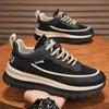 Zapatos de Viaje para Hombre con Suela Gruesa de Cuero Negro Zapatos de Seguridad para el Trabajo Zapatos Deportivos Antideslizantes para Correr Zapatos Planos para Hombre