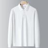 Polo de Manga Comprida Masculina Mt-2508 Casual Versátil Top Cor Pura Ajustado Top Masculino