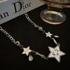 Dulce estilo cool goteando aceite cara sonriente blanca estrella de cinco puntas gota de agua collar femenino simple estrella pedrería personalidad moda cadena clavícula moda