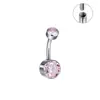 Piercing de Umbigo em Liga de Titânio F136 com Zircônia Redonda Incrustada, Argola de Umbigo em Zircônia Opala, Joia em Liga de Titânio com Rosca Interna
