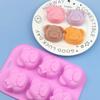 En stock al por mayor molde de silicona para pastel con forma de oso facial de 6 piezas molde para pastel de arroz molde para comida complementaria molde para pastel al vapor suave y no se decolora