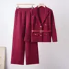 Abrigo de solapa profesional estilo europeo y americano conjunto de moda para mujer primavera y otoño de punto de alta gama adelgazante falda de cadera envolvente conjunto de dos piezas