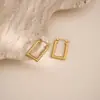Pendientes Sólidos Rellenos de Aceite de Acero Inoxidable Martillado Irregular Geométrico Más Vendidos Transfronterizos, Pendientes Simples y Versátiles, Chapados en Oro de 18K