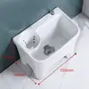 Fregadero de balcón para mopa con reposapiés, lavabo para fregar mopas, lavabo con desagüe lateral y cesta escurridora, drenaje automático, cerámica