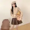 Cardigan Tricotado de Veludo Imitação de Visão de Luxo Outono e Inverno Novo Estilo Estilo Suave Suéter com Botão de Pérola Top Feminino Solto e Preguiçoso Outer