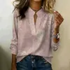 Nova camisa feminina de comércio exterior, top transfronteiriço, camisa estampada de gola V, Amazon