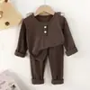 Pijamas de manga larga para niños y niñas para otoño e invierno, ropa interior térmica para bebé, tops y pantalones de otoño al por mayor, conjunto de ropa interior térmica para niños