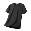 Camiseta Deportiva Casual de Verano para Hombre, de Secado Rápido, Seda Helada, Cuello Redondo, Manga Corta, Holgada, Delgada, Pulóver, Top para Correr