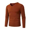 Malha Masculina Europeia e Americana Outono e Inverno Transfronteiriça Gola V Slim Cor Lisa Manga Longa Malha Pulôver Masculino Malha Base