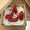 Saltos Altos Plataforma Redondos Estilo Francês com Laço 2026 Novos Sapatos Mary Jane Retrô para Primavera e Outono para Combinar com Vestidos