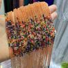 Mini cuentas de vidrio de 2 mm con corte en ángulo de faceta degradado, pequeñas cuentas redondas de color naranja, amarillo y colores mezclados.