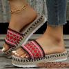 2023 nuevo estilo nacional comercio exterior talla grande para mujer plataforma gruesa boca de pez con cuerda de cáñamo color zapatillas fabricantes al por mayor