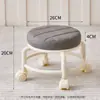 Banqueta Giratória com Rodas para Uso Doméstico, Banqueta Baixa com Rodas, Banqueta Redonda Pequena, Banqueta de Sofá, Cadeira Pequena com Encosto de Plástico