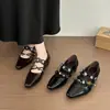 Zapatos de mujer con punta cuadrada y tacón grueso, nueva colección primavera/otoño 2026, zapatos de tacón alto de moda con detalles de cadena de cuentas, estilo Mary Jane