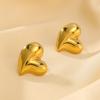 Design estilo Ins senso de comércio exterior Europa e Estados Unidos assimétrico em formato de coração tridimensional aço inoxidável não desbota banhado a ouro 18K brincos para mulheres