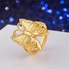 Yihua Anillo Elegante Ancho de Mariposa para Mujer, Anillo Abierto, Estilo Coreano de Moda Moneda Euro Oro Imitación Oro Duro Joyería