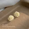 Brincos de camélia com cor de fada super, agulha de prata, brincos de flor da moda para o dia a dia, pequenos, frescos, doces, com temperamento gentil