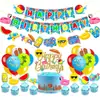 Banner de Feliz Cumpleaños con Tema de Piscina de Verano Inserto para Pastel de Arte Latte Globos de Látex Decoraciones para Fiesta