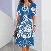 Verano simple hojas florales impresión digital 3D 2024 transfronterizo comercio exterior elegante vestido de mujer venta caliente