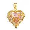 Acessórios DIY Transfronteiriços Coloridos Pingente Coração do Oceano Zircônia Microcravejada Coração de Cobre Banhado a Ouro Real Acessórios que Não Desbotam