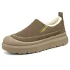 Sapatos de inverno de algodão masculinos, quentes e forrados com fleece, com solas grossas para conforto, botas de neve versáteis e confortáveis, botins de cano baixo