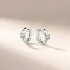 Pendientes de Plata S925 con Moissanita de Cuatro Garras, Pendientes de Aro Brillantes, Lujo Ligero, Versátiles para el Trabajo, Pendientes para Mujer