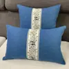 Nuevo Estilo Chino Cojín de Lino para Silla Mueble Cojín de Respaldo Mueble de Madera de Secoya Respaldo de Sofá Cojín Rectangular para Cintura con Relleno