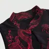 2026 Nuevo Cheongsam Gótico para Mujer con Estampado de Personalidad Oscura, Nuevo Estilo Chino Top sin Mangas y Falda de Chica Picante, Estilo INS