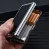 Estojo de Cigarro Criativo e Estiloso com Três Compartimentos para Cigarros Normais, Médios e Finos, Porta-Cigarro Personalizado, Caixa de Cigarros da Moda, Estojo de Cigarro Portátil de Metal e Couro