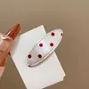 Presilha de Cabelo Oval com Bolinhas em Cetim Estilo Coreano, Presilha Fofa para Franja Lateral, Acessório de Cabelo de Tecido, Presilha para Cabelos Soltos
