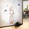Adesivos de Parede Decorativos Modernos para Sala de Estar, Sala de Jantar, Quarto e Outros Estilo Chinês 3D Seguro e Rico Vaso de Lótus Vasos com Plantas Adesivos