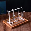 Prateleira de Vidro Criativa para Sala de Estar Cabide para Xícara de Chá Rack de Armazenamento Invertido para Copo de Água com Bandeja para Copo de Cerveja e Xícara de Café