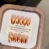 [Âmbar] Manchas de Alto Padrão Clareadoras Outono e Inverno Olho de Gato Unhas Usáveis Feitas à Mão Pura Manicure Curta Patches Unhas Postiças
