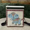 Bolso Bandolera Nuevo Bolso de Viaje Yunnan Bolso de Tela Bolso Bordado Conejo Blanco Animal Vintage Billetera para Monedas de Teléfono Móvil Doble Capa Correa Negra
