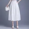 2026 Verano Nuevo Cintura Alta Adelgazante Color Sólido Versátil Moda Casual Elegante Elástico Bolsillo Falda Floral