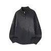 Suéter Hanlu Minimalista con Cuello Alto y Media Cremallera para Hombre, Otoño/Invierno Old Money Vintage Simple Casual Suéter de Punto Chaqueta
