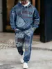 Estación Independiente Temu Moda Masculina Transfronteriza Tendencia Estilo Europeo y Americano Otoño Casual Deportivo Sudadera con Estampado Traje Dos Piezas