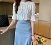 2023 Primavera e Verão Novo Estilo Coreano Moda Camisa Chiffon Solta Mulheres manga curta Top Camisa Elegante Camisa Base Cor Sólida Moda