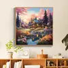 2024 Novo Ponto Cruz casa no lago bordado sala de estar quarto entrada pequena pintura elegante simples entrega de peça única